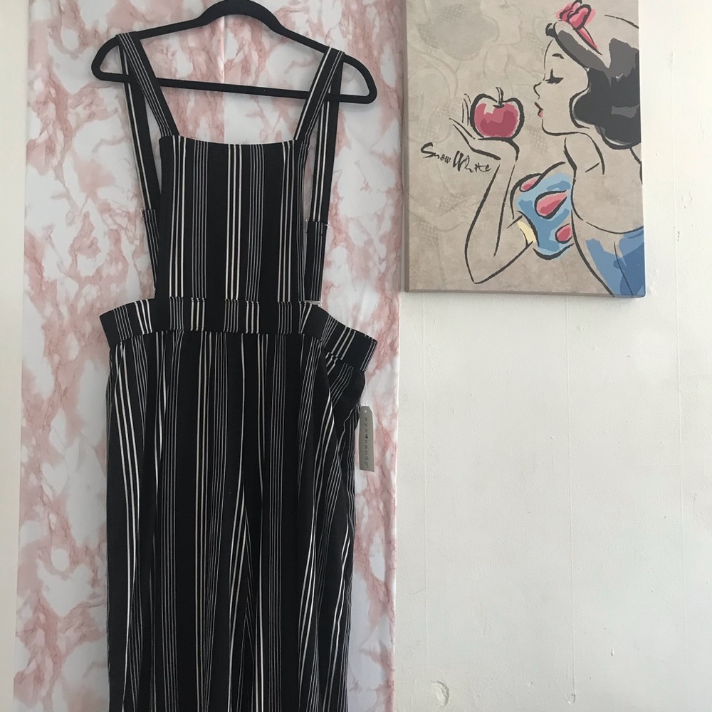 LJUMPSUIT Striped Bib Front Stretch Overall